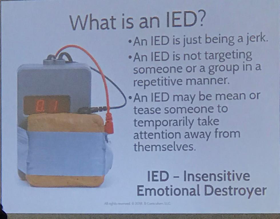 Slide from Cassidy and Hankins conference presentation representing an IED