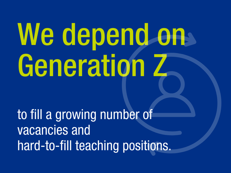 We depend on Generation Z to fill a growing number of vacancies and hard-to-fill teaching positions.