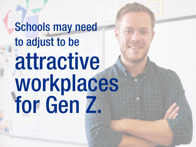 Schools may need to adjust traditional ways of operating to be attractive workplaces for Gen Z.