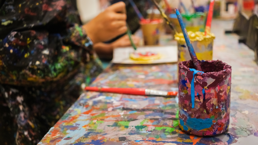Students in an art class.