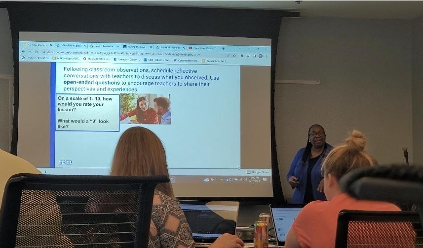 A picture of Shelly Gibson during her presentation. 