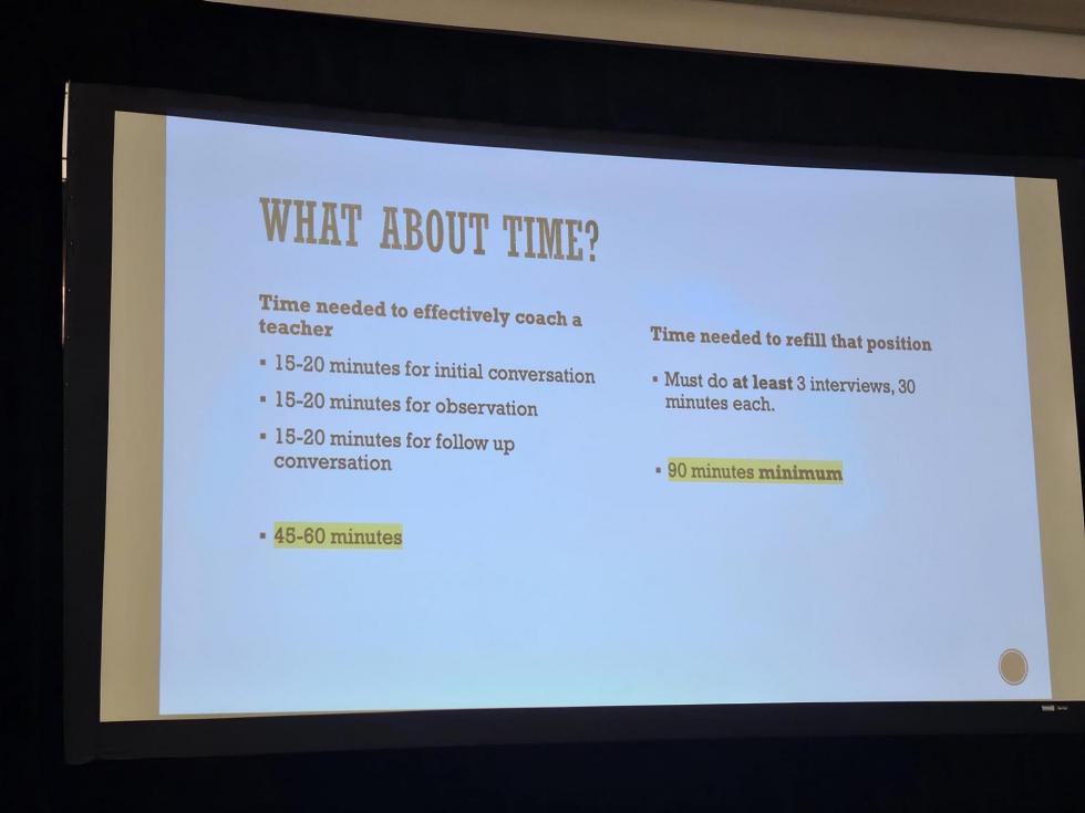 The time spent supporting a teacher is less than the time spent finding a replacement teacher.