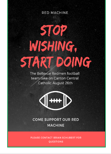 Picture of social media marketing assignment. It shows a football and the words Stop Wishing, Start Doing.