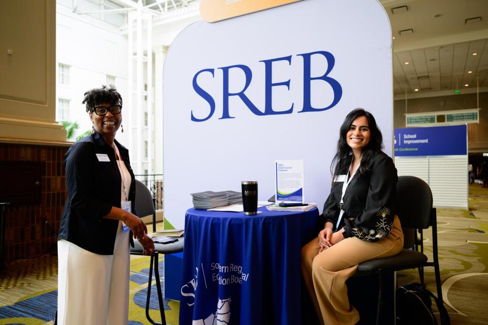 SREB team members get ready to help support students at the 2026 student success table