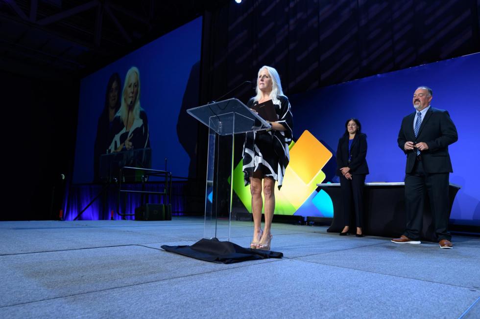 A winner makes a speech at the 2025 conference
