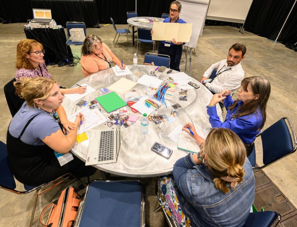 Attendees at a hands-on PBL Playground session