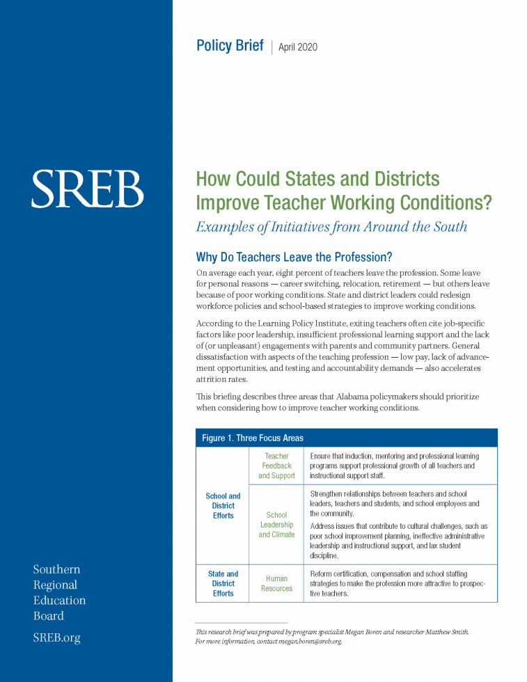 how could states and district improve teacher working conditions report cover