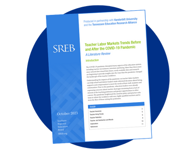 The front cover of a report: Teacher Labor Market Trends Before and After the COVID-19 Pandemic