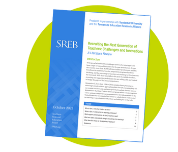 The front cover of a report: Recruiting the Next Generation of Teachers