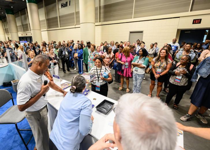 Attendees gather to try to win prizes at the 2025 conference