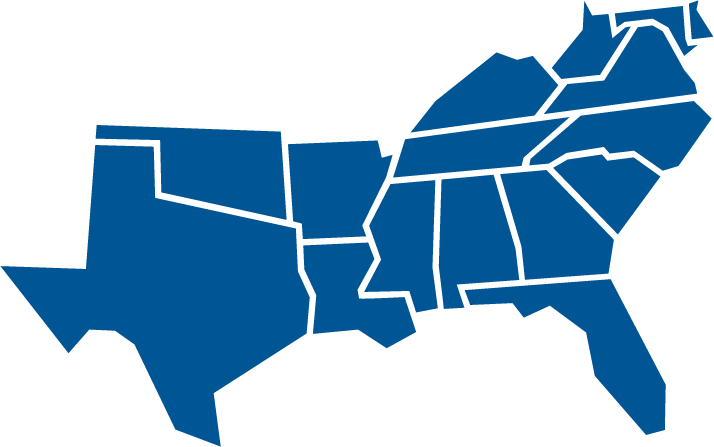 map of Southern states