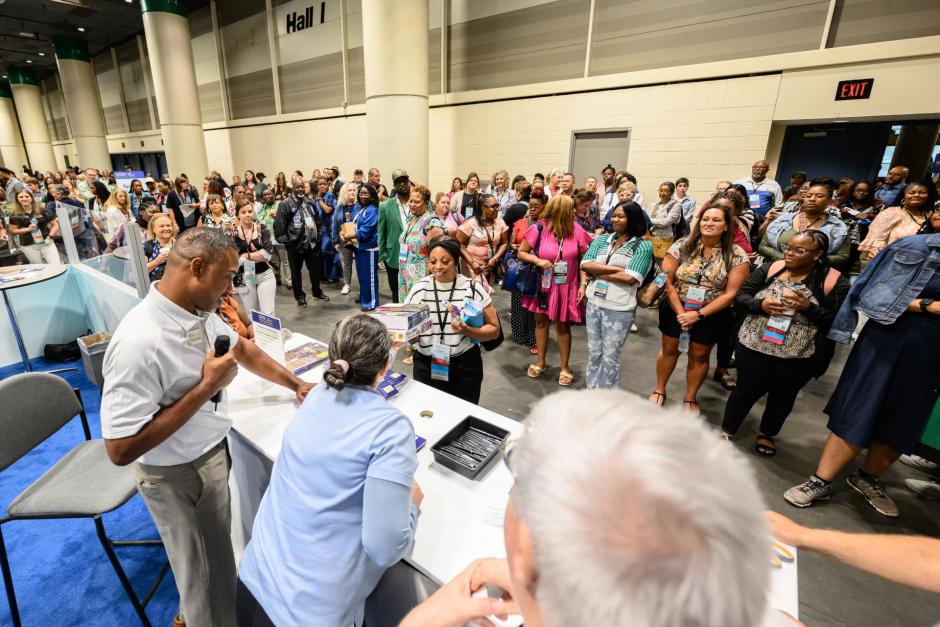 Attendees gather to try to win prizes at the 2025 conference