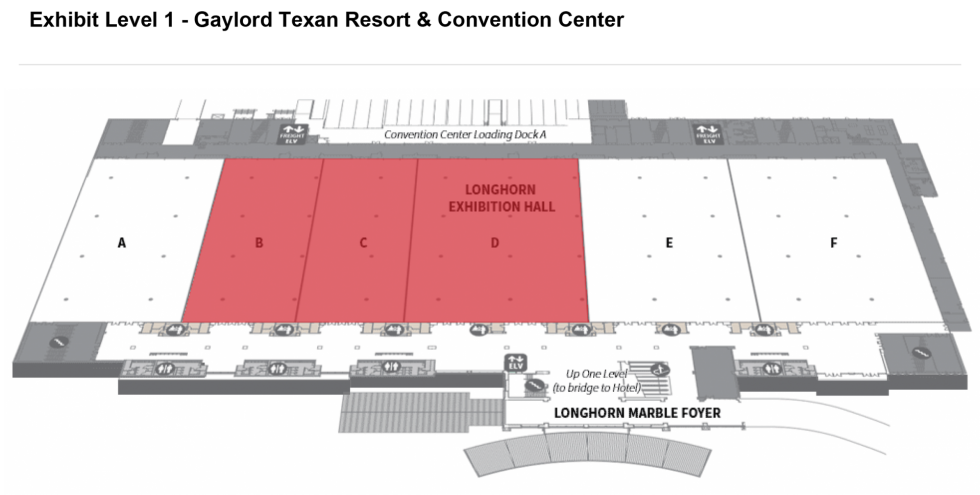 Convention Center Level 1: Lone Star Exhibit Halls B-C-D (Dining Hall)