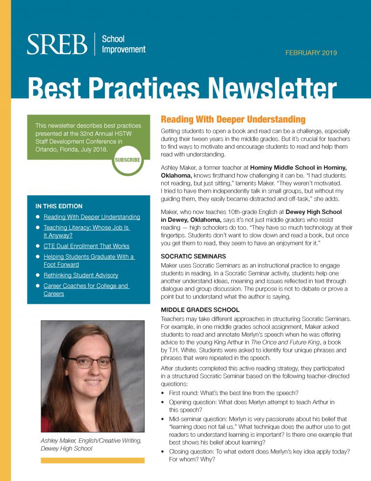Promising Practices Newsletter Southern Regional Education Board