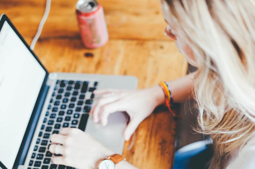 woman working at  a laptop