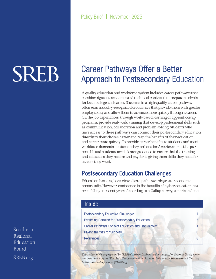 cover of policy brief Career Pathways Offer a Better Approach to Postsecondary Education