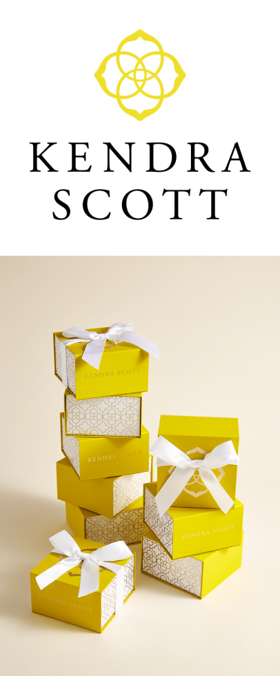 Kendra Scott logo and gift boxes