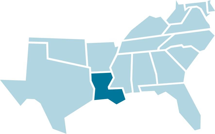 SREB regional map with Louisiana highlighted in blue