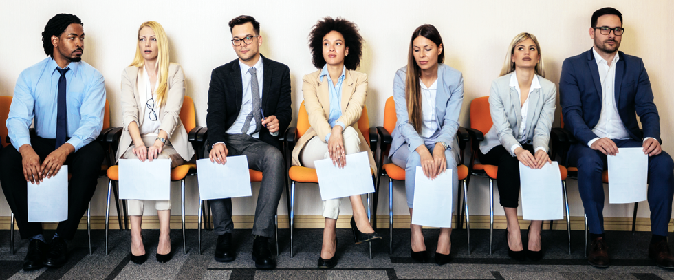 Photo of candidates waiting for a job interview