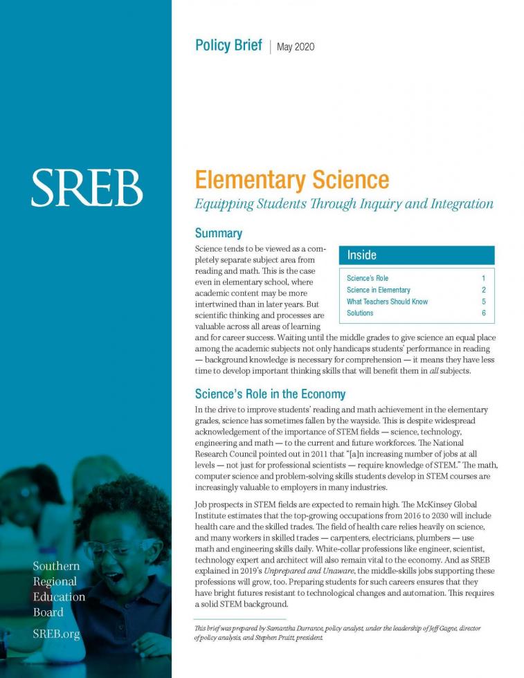 science report cover with a young child with mouth open in surprise at a substance over flowing from a beaker