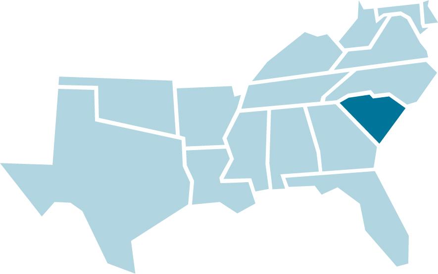 SREB regional map with South Carolina highlighted in blue